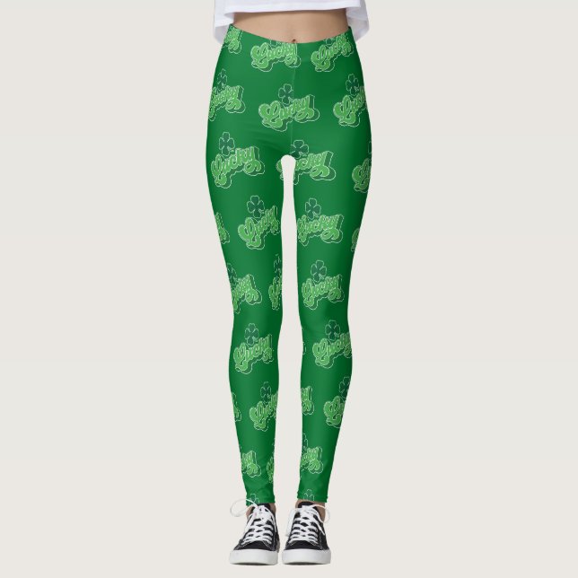 Leggings Green Lucky Clover Leaf St. (Anverso)
