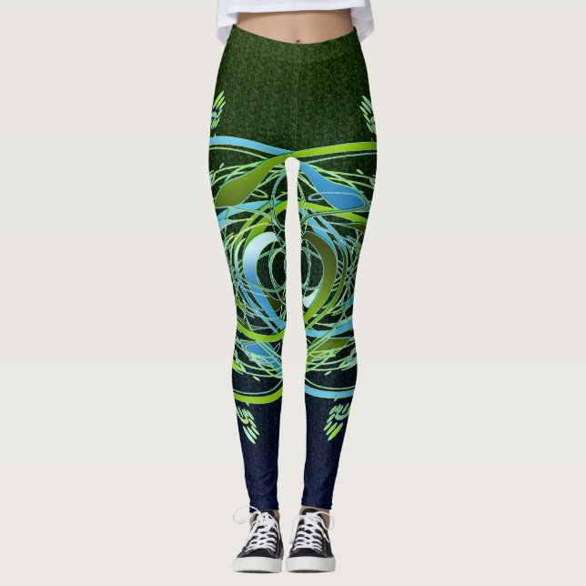 Leggings Green n Blue Swirls (Anverso)
