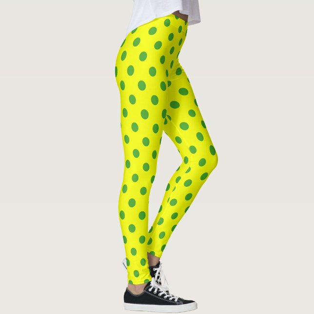 Leggings Green On Yellow Polka Dots Pattern Design  (Subido por el creador)