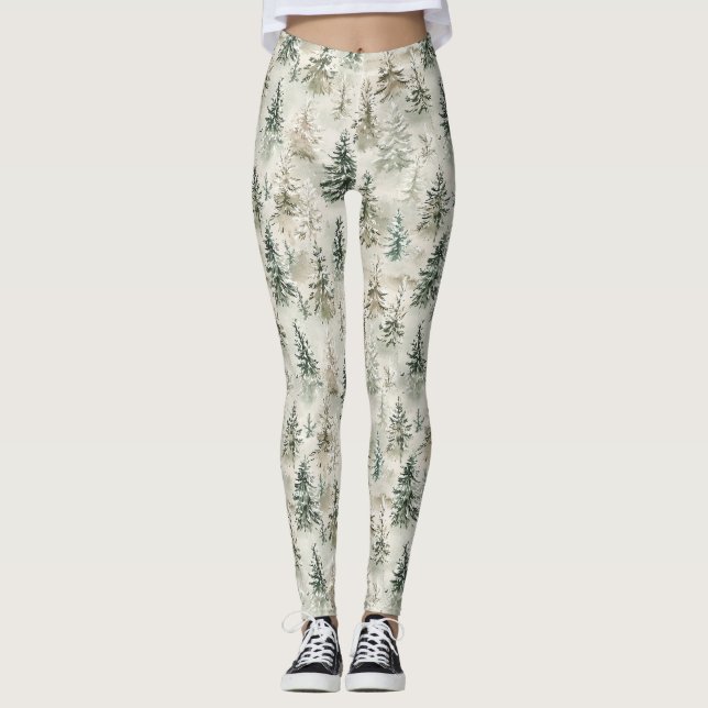 Leggings Green Pine Christmas Trees (Anverso)