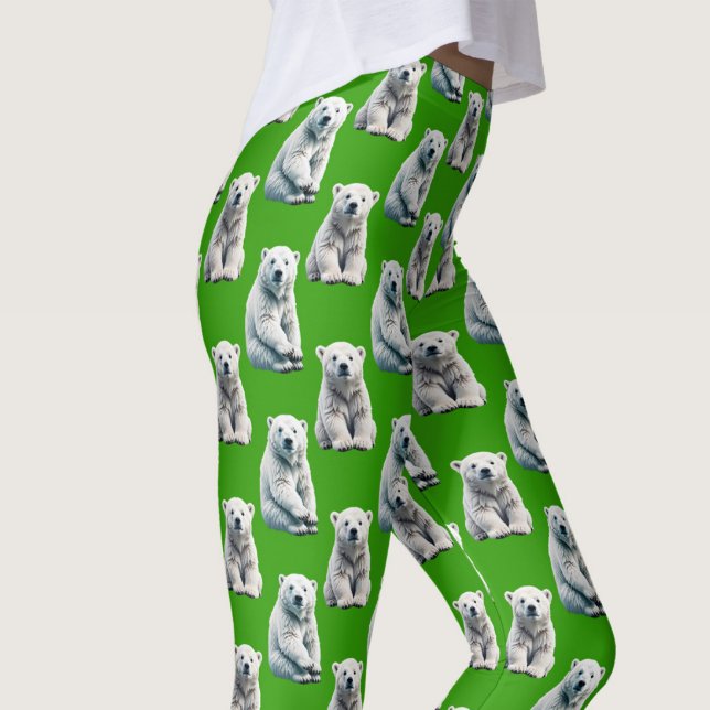 Leggings Green Polar Bear Pattern Design  (Subido por el creador)