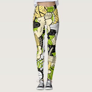 Leggings Green Psychedelic Kawaii Forest Leaf Funny Guay