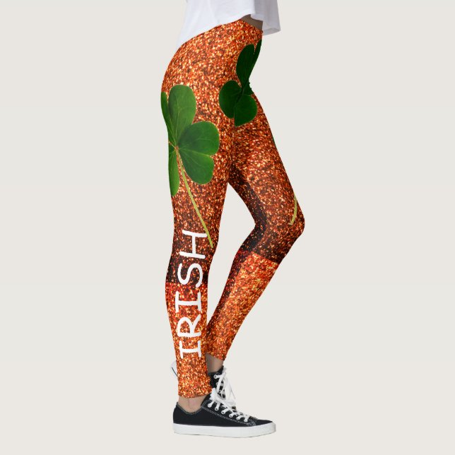 Leggings Green Purpurina irlandés Shamrock Gold de San Patr (Derecha)