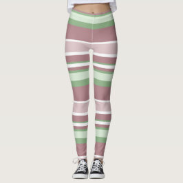 Leggings Green, Rose and Pink Stripes