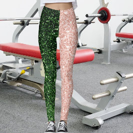Leggings Green Rose Golden Glitter Sparkles Pattern Gift