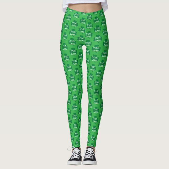 Leggings Green Shamrock, Irish Lass, St. Patrick's Day (Anverso)