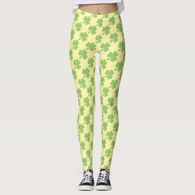 Leggings Green Shamrock Polka puntos amarillo del Día de Sa (Anverso)