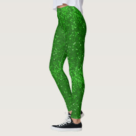 Leggings Green sparkling glitter pattern