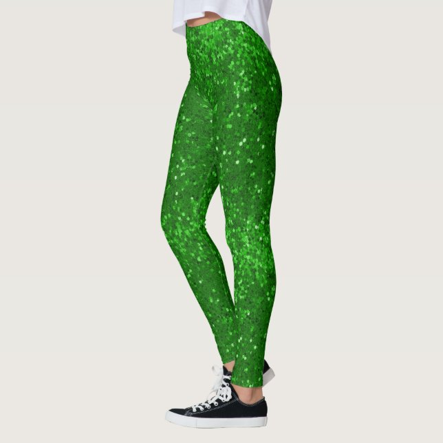 Leggings Green sparkling glitter pattern (Izquierda)