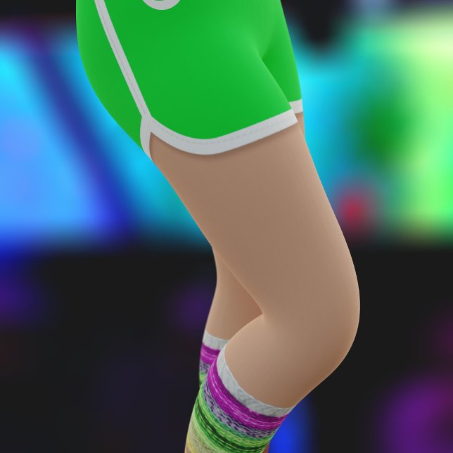 Leggings Green Sport Shorts 80 Fashion Retro Leg Warmer (Fun leggings to wear at your 80's roller skating themed bachelorette party. Just add your number)