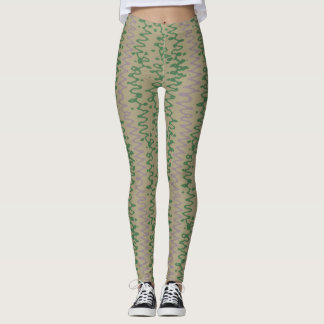 Leggings green tones geometric pattern with triangles