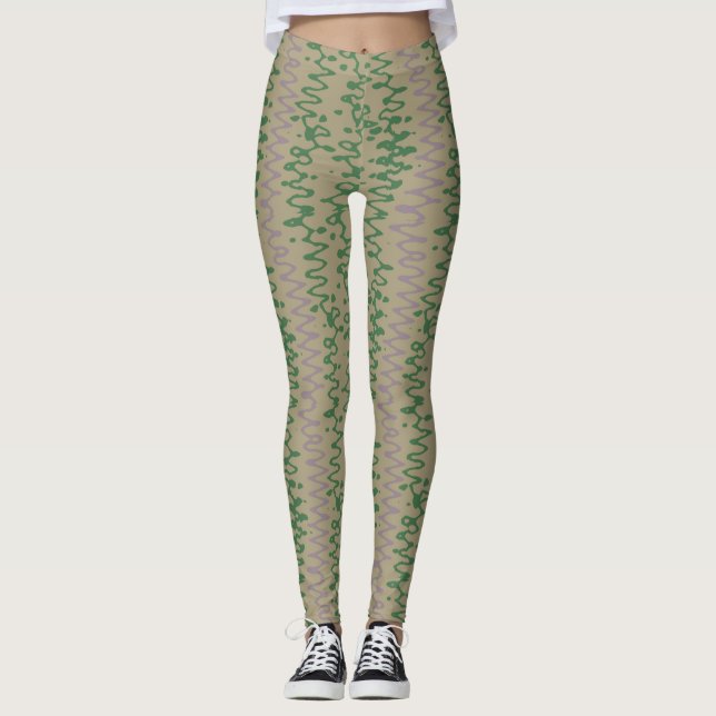 Leggings green tones geometric pattern with triangles (Anverso)