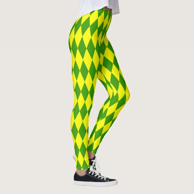 Leggings Green Yellow Harlequin Checkered Design  (Subido por el creador)