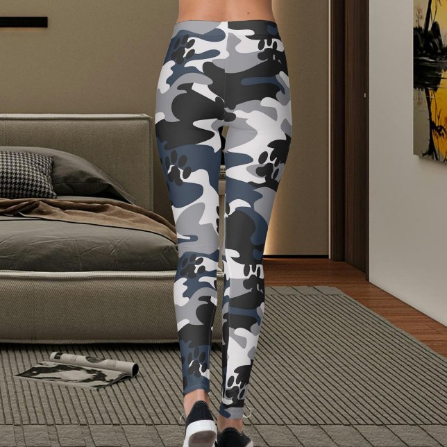 Leggings Grey Blue Light Crimson Cat Paw Camouflage Pattern (Subido por el creador)