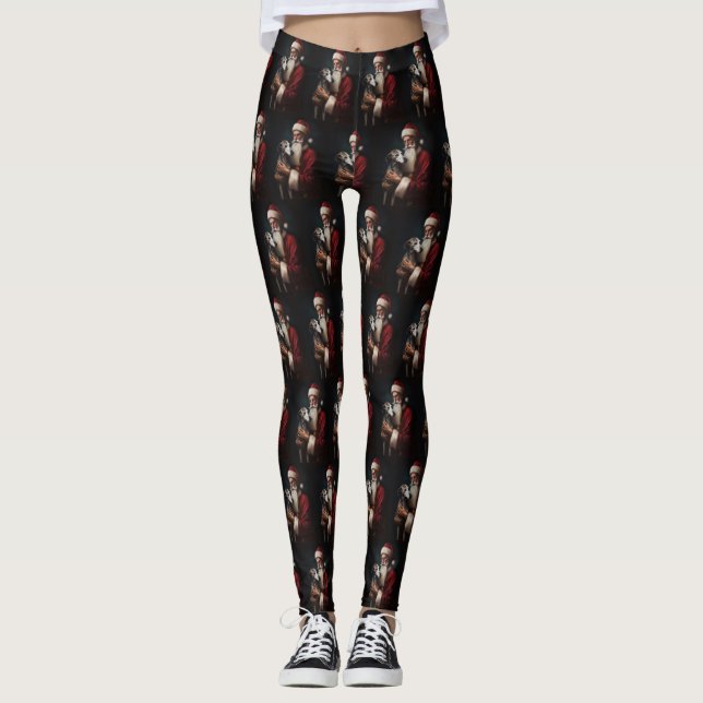 Leggings Greyhound Con Navidades Festividades De Santa Clau (Anverso)