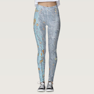 Leggings grietas de oro sobre pintura descolorida