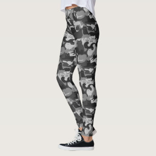 Leggings Gris Camuflés Gris Cats Patrón Gris Gatitos Gato