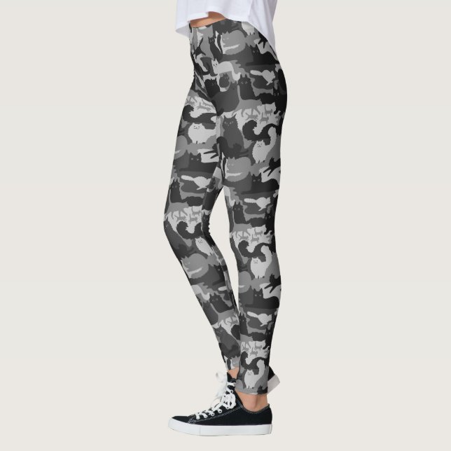 Leggings Gris Camuflés Gris Cats Patrón Gris Gatitos Gato C (Izquierda)