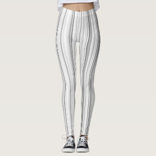 Leggings Gris claro gris blanco rayado de las rayas