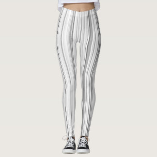 Leggings Gris claro gris blanco rayado de las rayas