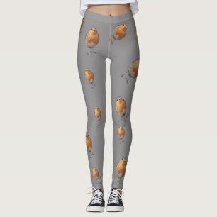 Leggings Gris moderno del redbreast de los pájaros del