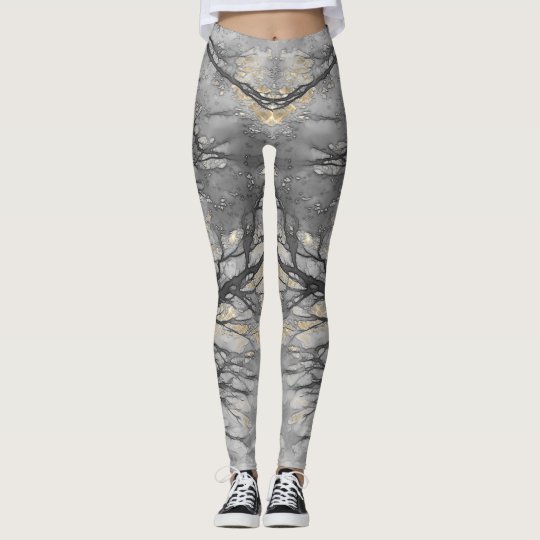 Leggings Gris pálido del oro de la VID del INVIERNO