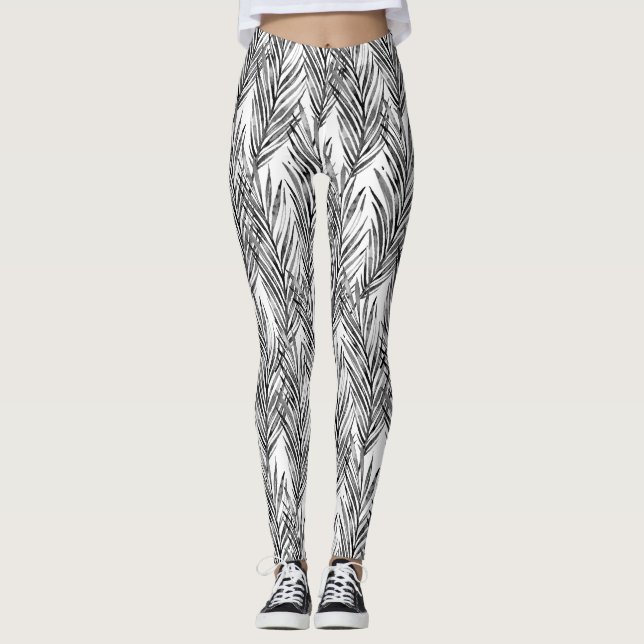 Leggings Gris tropical hawaiano de Palm Whisperer (Anverso)