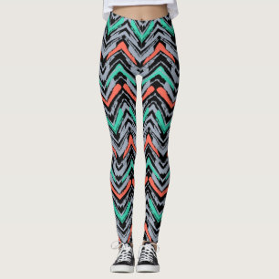 Leggings Gris, trullo, y modelo dibujado mano coralina de