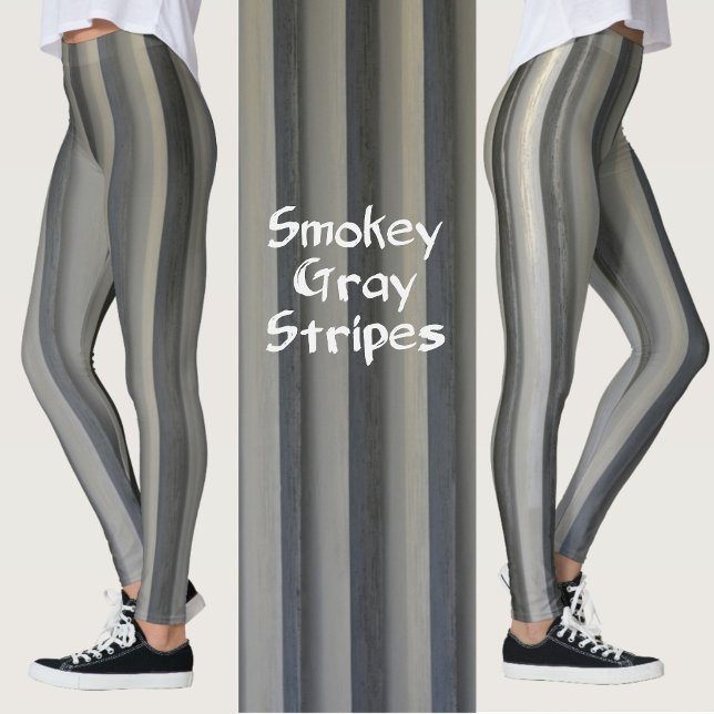 Leggings Gris y negro ahumado monocromático rayado (Subido por el creador)