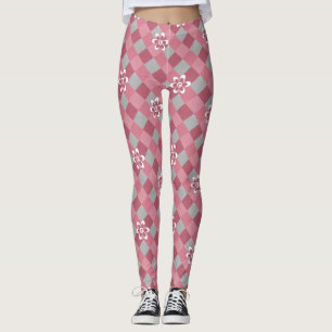 Leggings Gris y rosa graso con flores de camomila