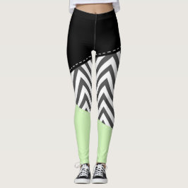 Leggings Gris Zigzag, Gris Chevron, Zigzag Pattern, Mint