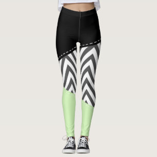 Leggings Gris Zigzag, Gris Chevron, Zigzag Pattern, Mint