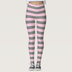 Leggings Grises carbones y rayas rosadas suaves