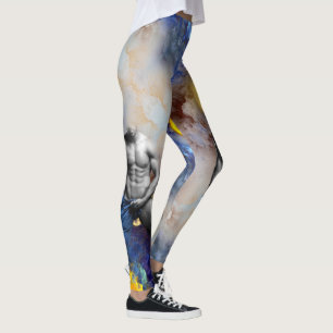 Leggings Grito de la figura muscular masculina en escala de