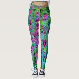 Leggings Groovic rosa caliente y azul Groovy Abstract Ondas