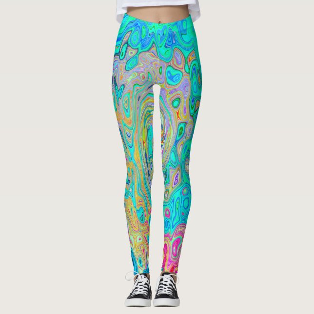 Leggings Groovy Abstract Retro Arcoiris Liquido Swirl (Anverso)