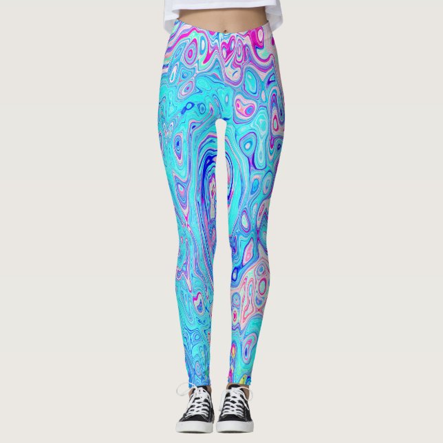 Leggings Groovy Abstracto Retro Huevo de Robin Azul Remolin (Anverso)