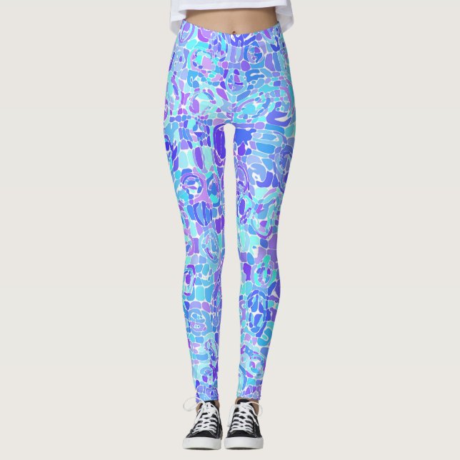 Leggings Groovy Boho Funky Quirky Resumen Blob Mosaic (Anverso)