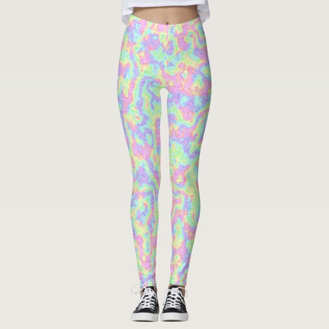 Leggings Groovy Boho Hippie Brillante Pastel Mármol Arcoiri (Anverso)