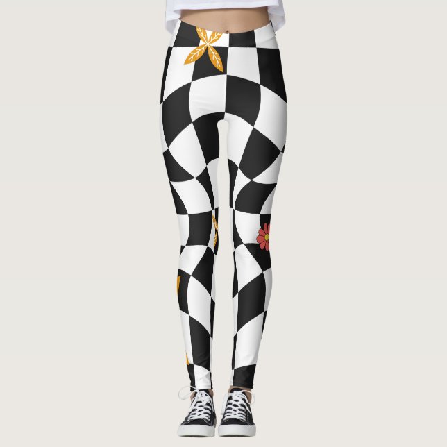 Leggings Groovy Daisy Floral Heart Checkerboard, año 2009 (Anverso)