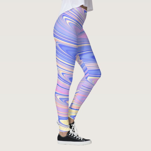 Leggings Groovy Eclectic Quirky Ondulado Pastel Abstracto (Derecha)
