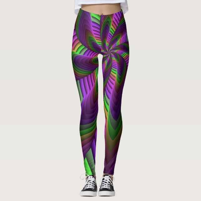 Leggings Groovy Energetic Colorful Neon Fractal (Anverso)