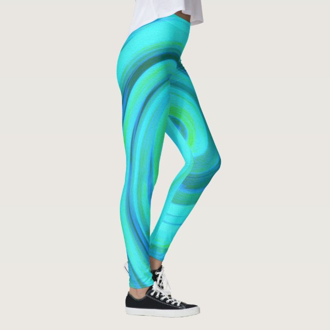Leggings Groovy Guay Resumen Aqua Liquid Art Swirl (Derecha)