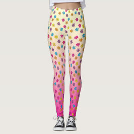 Leggings Groovy Hippie Flor Ducha rosa desvanecimiento