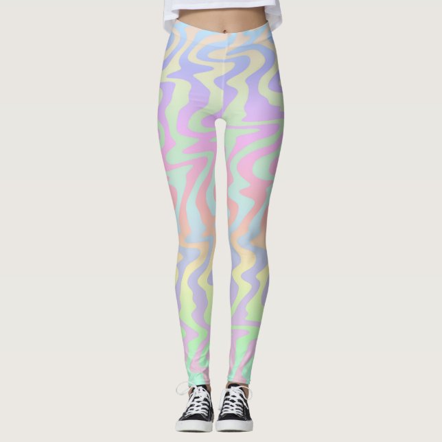 Leggings Groovy Mod Retro Boho Extravagante Trippy Ondas de (Anverso)