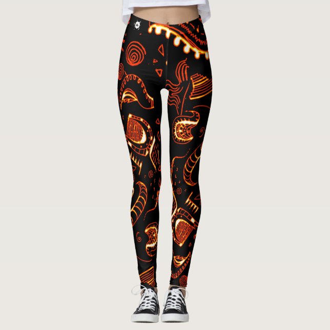 Leggings Groovy Naranja Black (Anverso)