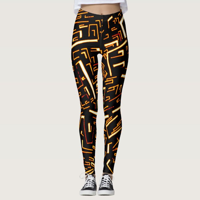 Leggings Groovy negro dorado (Anverso)