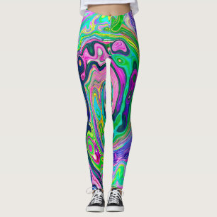 Leggings Groovy Resumen de Aqua y Navy Lava Swirl