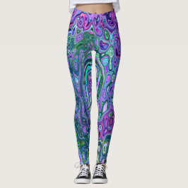 Leggings Groovy Resumen Retro Green y Purple Swirl