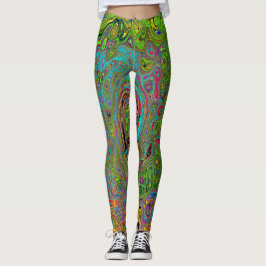 Leggings Groovy Resumen Retro Lime Giro verde y azul